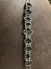 Vintage Slide Charm Bracelet Gold tone Lovely detailed charms/varied Stones