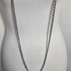 Monet Long Silver-Tone Curb Chain Necklace Textured Rope-Like Appearance