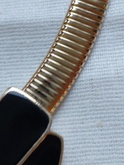 Vtg Choker Flatten Snake goldtone Signed TRIFARI black Enamel Statement 70s-80s