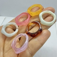 Vtg Asymmetrical Multicolor Acrylic Plastic Chunky Statement Ring Lot Size 6.5