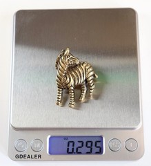 VTG Standing Zebra Brooch Pin Gold Tone Etched Stripes Statement Jewelry Africa