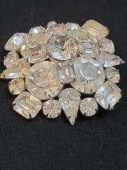 Gorgeous Vintage Aurora Borealis Rhinestone Brooch Pin Jewelry 40’s 50’s Square