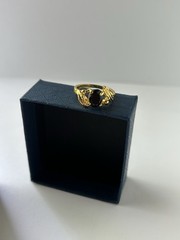 Vintage Black Cubic Zirconia Ring Gold Plated Womens Size 6.5