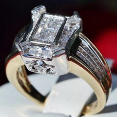 14k multi tone gold size 7 ring 1.25ct diamond invisible set handmade 7.1gr N10