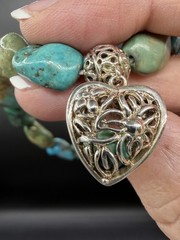 Vintage Whitney Kelly Turquoise Stones, Sterling Silver Cage Charm Bracelet