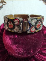 Vintage italian micro mosaic link bracelet 7 1/2 Inches X 7/8 Inch