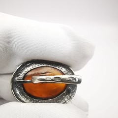 Vintage Women’s Honey Amber Oval 925 Sterling Silver Stud Earrings 9.5g