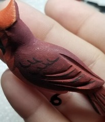 Handmade Bird Brooch Pin Lot of 4 – Takahashi? Wood Leather Cardinal Feather Vtg