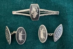 Gorgeous Vintage Siam Sterling Silver Rare 9 piece Niello Jewelry set !