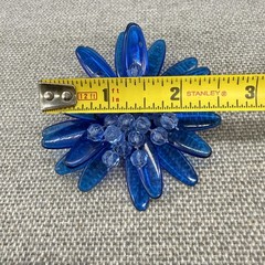 Vintage Lucite Brooch Blue Acrylic Flower Cluster Beads 2.5 Inches