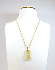 Vintage 14K Chinese White Yellow Jadeite Pendant 18K GF Necklace