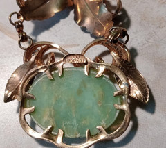 Vintage JJJ Green stone & 1/20 12K GF Gold Filled 18″ Necklace