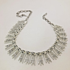 Vintage Sarah Coventry 1962 SIMPLY ELEGANT Silver Toned Fringe Bib Necklace