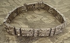 Antique Art Deco 3/20/17 Sterling Silver Diamonbar Bracelet 7 Inches