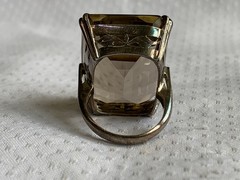 Vtg Large Sterling Silver Ring 16.18g Jewelry Size 6.5 Smoky Quartz Look *READ*