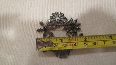 Beautiful Vintage Gunmetal Black Aurora Borealis Rhinestone Snowflake Brooch KC