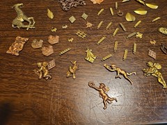 Lot Of 50 Mixed Parts Pcs France Vintage 60s Brass Stampings Findings Jewelry