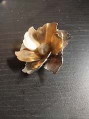 Flower Goldtone Silver Brooch Pin Pendant