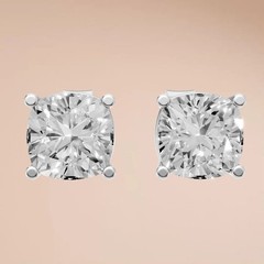 1.30 CTW Cushion Lab Grown Diamond Prong Basket Setting Solitaire Stud Earrings