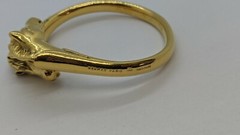 HERMES Double Horse Gold Toned Bangle Bracelet