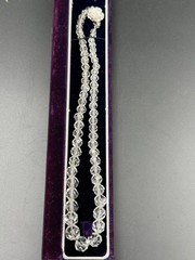 Vintage Maruyama Japan Faceted Rock Crystal Necklace Choker Clear Quartz Box