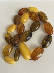 Vintage Baltic Amber Necklace 26” 127g Huge 45mm Beads Butterscotch Cognac