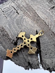 Antique Bohemian silver 900 Natural Rose faceted garnet cross Victorian style