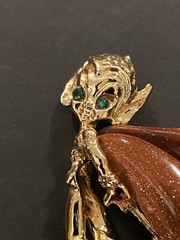 Vintage Pixie Fairy With Goldtone Wings / Green Crystal Beautiful #S999