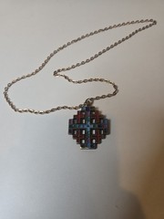 1969 Terra Sancta Guild Pendant A Jerusalem Cross Design Necklace Gold Tone