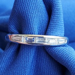 Original EARTH MINED DIAMOND slim Wedding BAND Antique PLATINUM Stacking RING