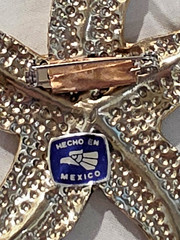 Vintage Mixed Metal Starfish NOS wTag Pendant Brooch Hammered Metal Mexico Lrg