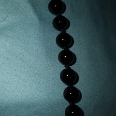 Monet Glass Bead Necklace Black Hand Knotted Gold Tone Clasp Vintage Signed J1