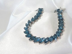Sterling Silver 925 Natural Heated London Blue Topaz Tennis Bracelet 7.5″