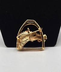 Vintage Equestrian Horse Stirrup Iron Brooch Polo English Riding