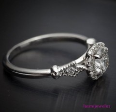 1.50 Ct Round Lab-Created Diamond Ring Antique Art Deco Filigree 925 Silver Band