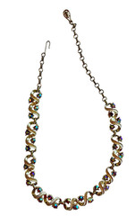 Vtg Aurora Borealis AB Necklace Coro Signed Adjustable Length Choker Holiday