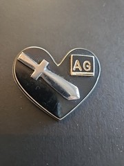 Antique Adjuntant General Sword Heart Lapel Pin Pendant