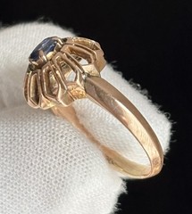 Antique Edwardian 10k Rose Gold HALO Ring Size 8 Ladies STUNNING RARE SETTING