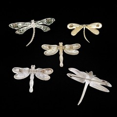 Dragonfly Brooch Lot Enamel Rhinestone Colorful Summer Jewelry 5pc Collectible