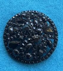 Black Jet Rhinestone Brooch Pin WC