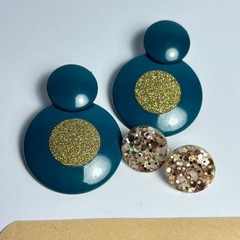 Earring Lot Vintage Blue Sparkly Doorknocker Costume Jewelry Acrylic Resin Party