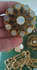 Vintage Opaline Glass Opal & Aurora Borealis Jewelry Lot