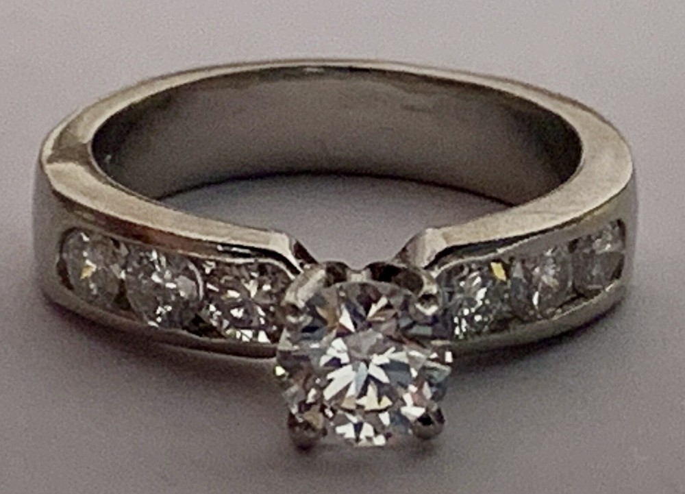 Platinum, Diamond Engagement Ring, Vintage, Estate, Natural, High Color Grade H