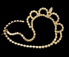 1950s Aurora Borealis AB Clear Rhinestone Gold tone 15″ Choker swag NECKLACE adj