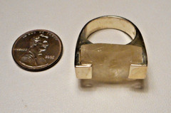 Vintage Modernist Sterling 925 & Faceted Rutilated Quartz Ring 15.1g Size 8