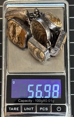 VTG 925 Sterling Silver Picture Jasper Multi Shape Bezel Link Bracelet 8.5”