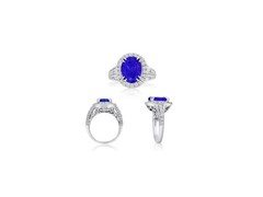 LARGE 3.51CT DIAMOND & AAA TANZANITE 14KT WHITE GOLD 3D FILIGREE ENGAGEMENT RING