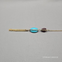 Vintage SHB Turquoise Howlite Tassel Pendant Gold Tone Chain Necklace 33″ Long
