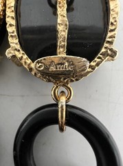 (Only Set) VTG 5″Lx0.8″W Amlé Lucite Hand-painted Dangle Push-on Earrings Italy