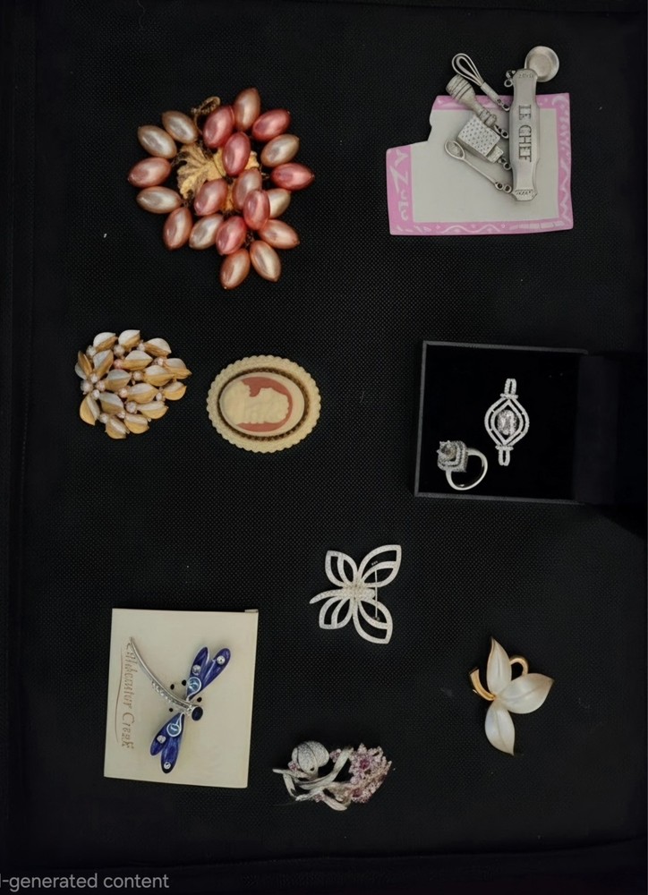 VTG Costume Jewelry 9 Various Pieces of Pins and Broches Good condition